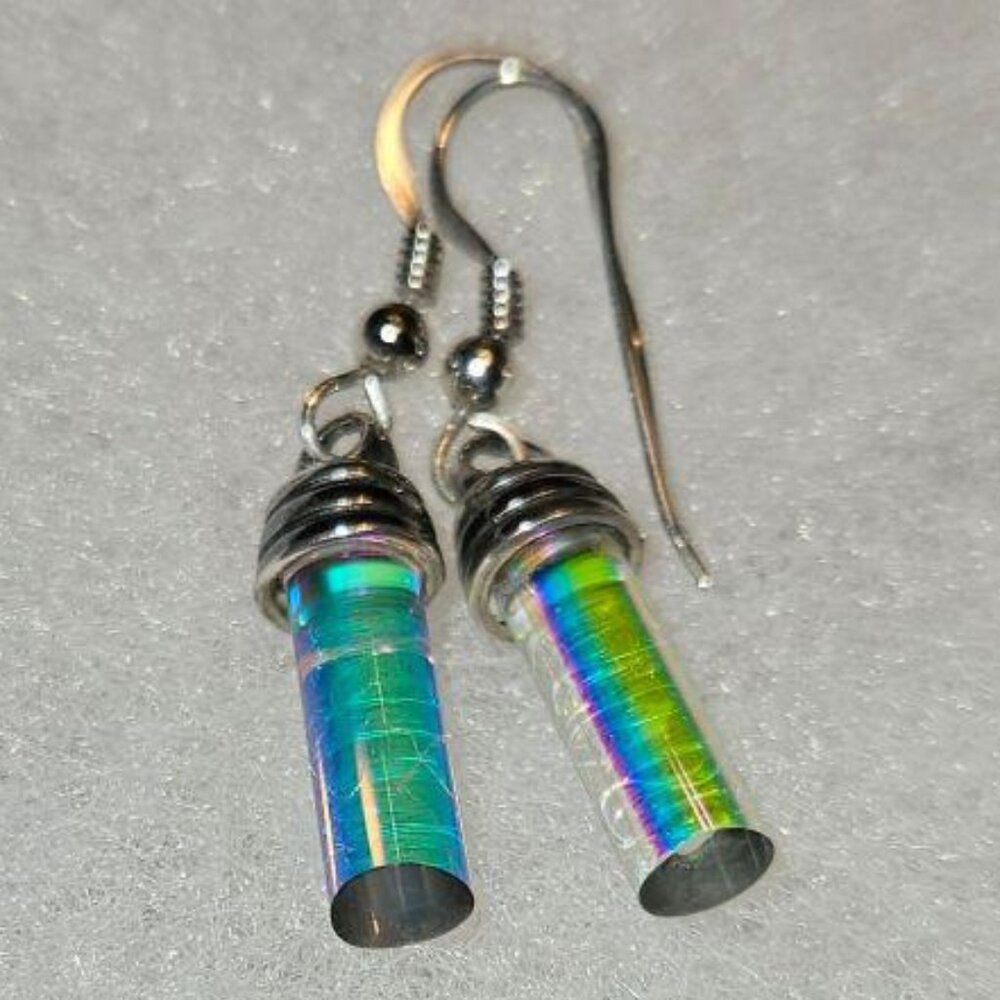 Artisan silver and glass earrings